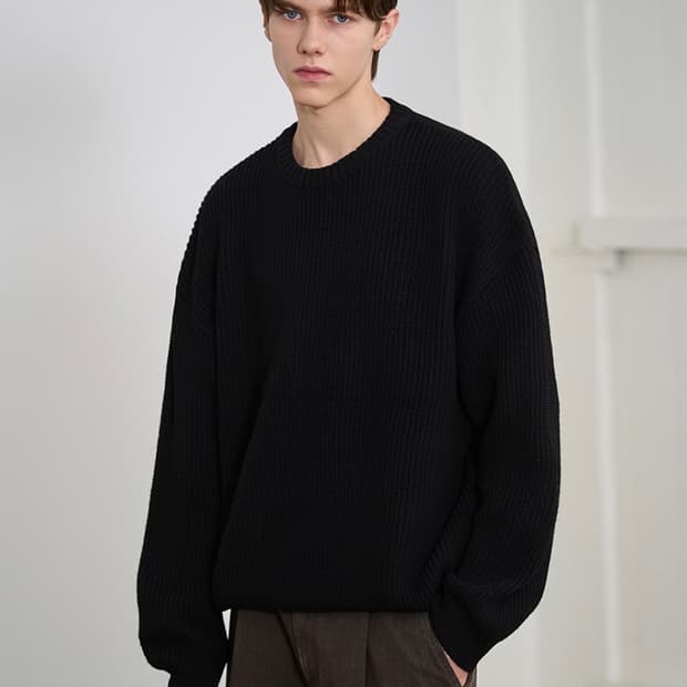 (새상품)(XL) 드로우핏 하찌 벌키 라운드 니트 [BLACK] 판매