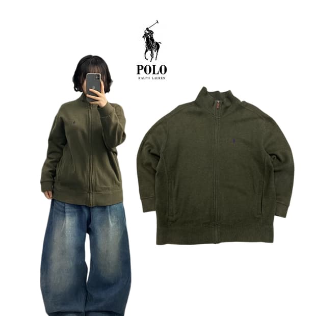 폴로 포니 카키 코튼 집업