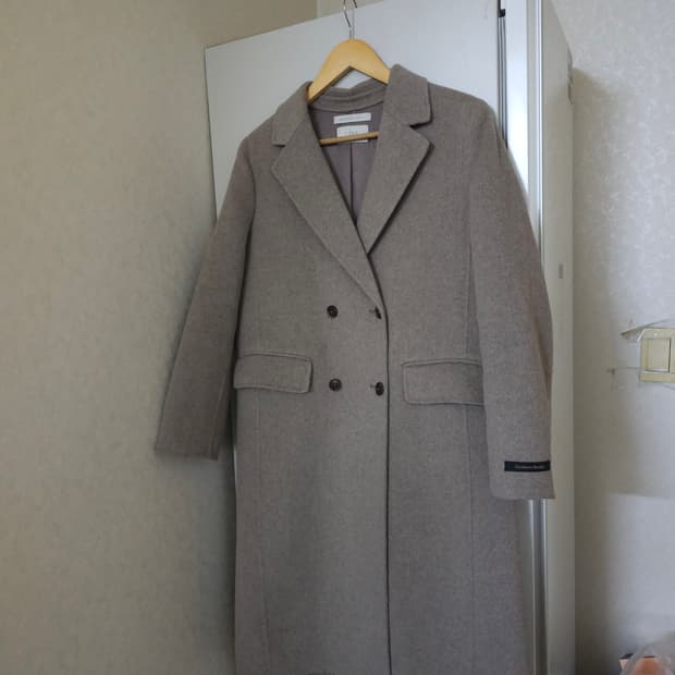 라인 울 캐시미어 핸드메이드 더블 롱코트