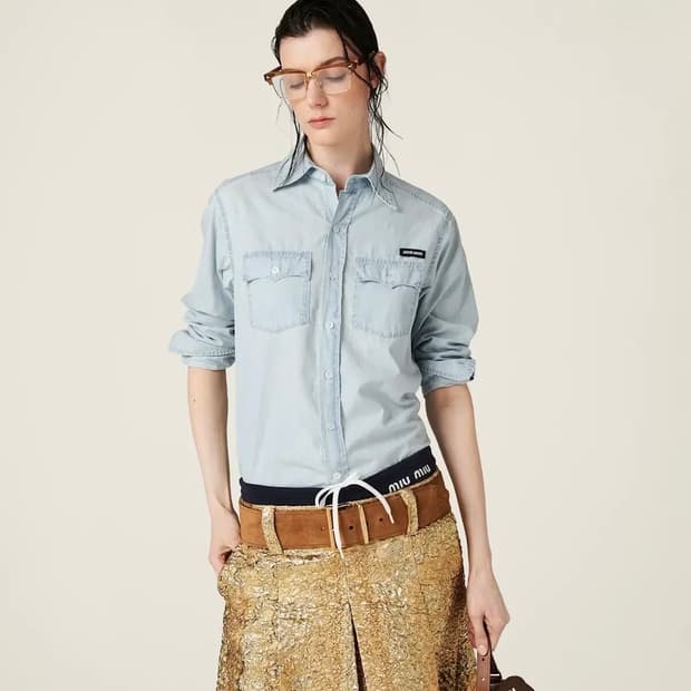 미우미우 샴브레이 셔츠 38 사이즈