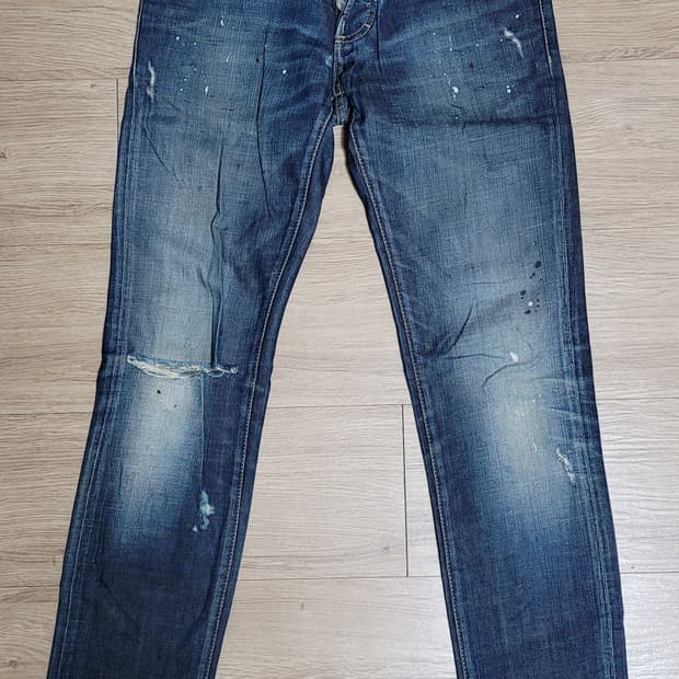 디스퀘어드 올드라벨 페인팅 슬림진 44