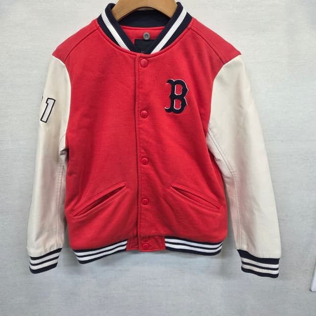 엠엘비 키즈 보스턴 레드삭스 안감누빔 가죽 바시티자켓 130