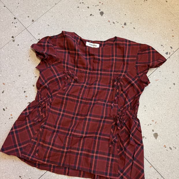 Gyeong 체크 블라우스