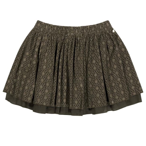 FLOWER PUNCHING SKIRT BROWN