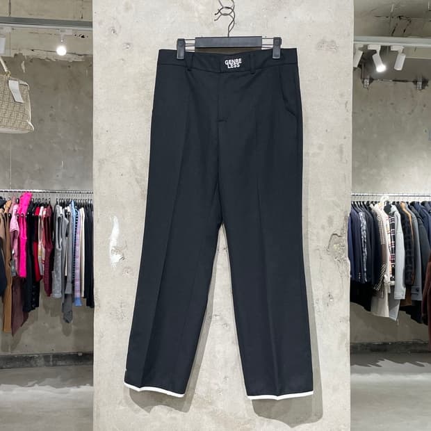 아더에러 블랙 장르리스 햄 패널 슬랙스