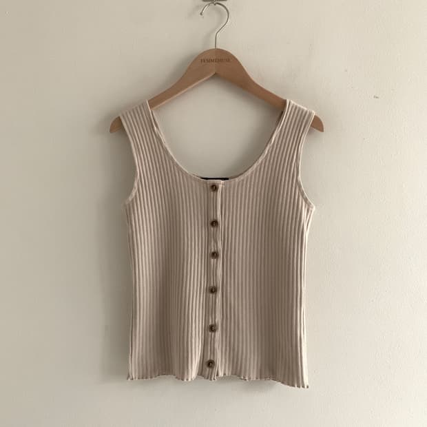 Knit Button Sleeveless Top