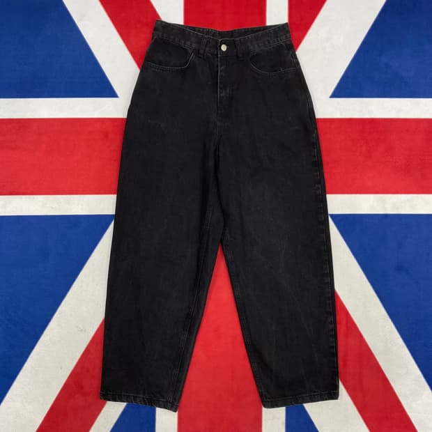 펀치드렁크파티즈 와이드 흑청데님팬츠 0실측 30