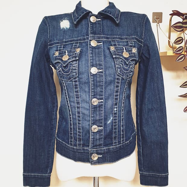 트루릴리젼 정품 데님자켓 44 진청 XS