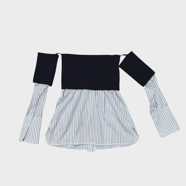 빅토리아 베컴 오프숄더 레이어드 튜브 탑