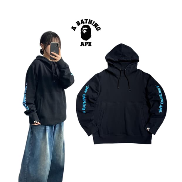 베이프 스왈로브스키 사이드라인 풀오버 후드티