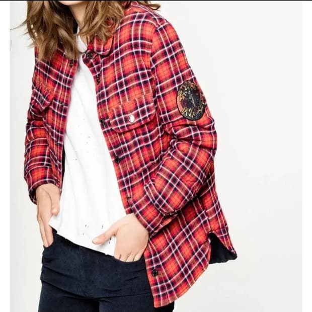 자딕앤볼테르 ZADIG&VOLTAIRE 체크 퀼팅 셔츠자켓 S 간절기