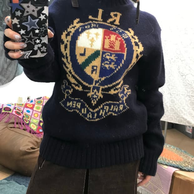 폴로랄프로렌 반폴라 빅로고 울 니트 