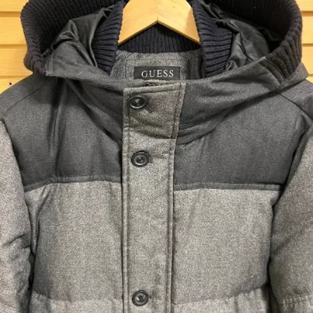 게스 남성 덕다운하프패딩점퍼 L