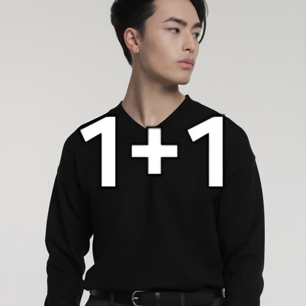 새제품 1+1) 데꼬로소 울 오버핏 니트 블랙