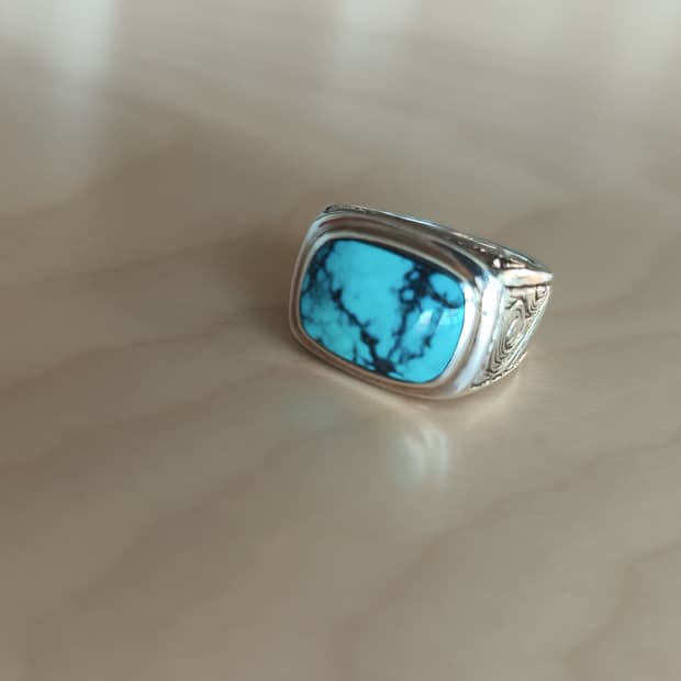 터키석 인디언 실버 반지 약 19호