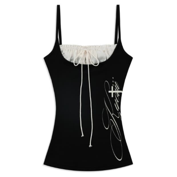 쿄이 STRING SHIRRING SLEEVELESS(BLACK)