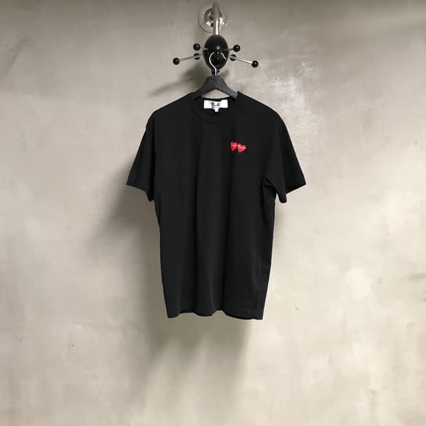 꼼데가르송 더블 와펜 반팔 티셔츠 블랙 XL