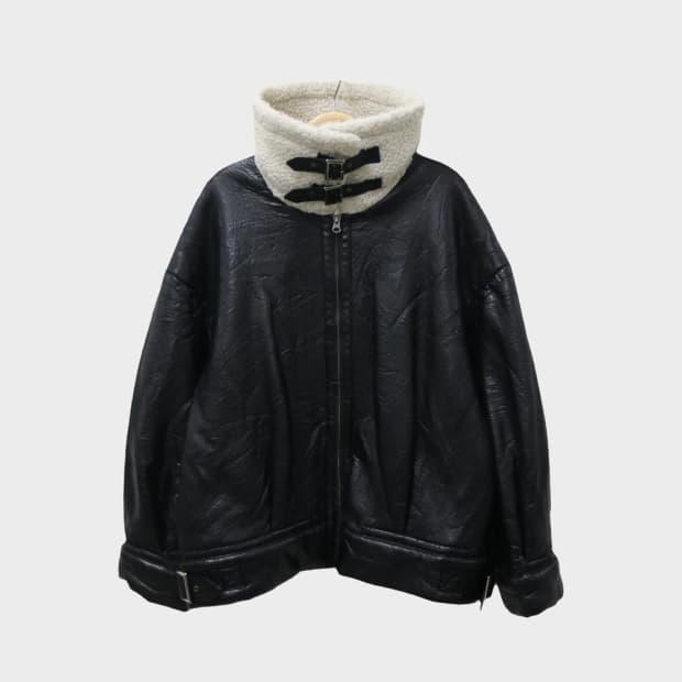 CHICO 양털 하이넥 합성 가죽 자켓 62307