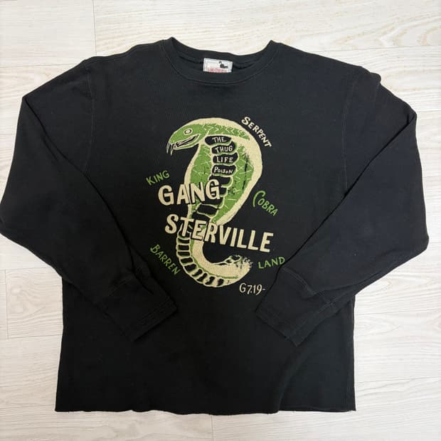 글래드핸드 갱스터빌 와플 긴팔티셔츠 스네이크 블랙m