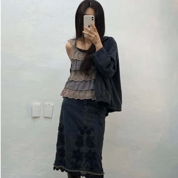 [1672]Scapa ethnic denim skirt