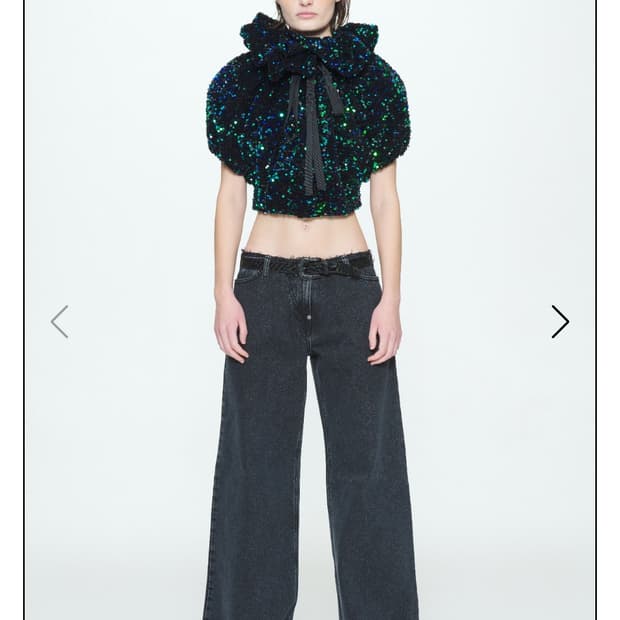 푸시버튼 플레어 와이드 데님 