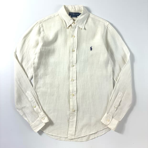 Polo  폴로 랄프로렌 자수 린넨 화이트 셔츠 