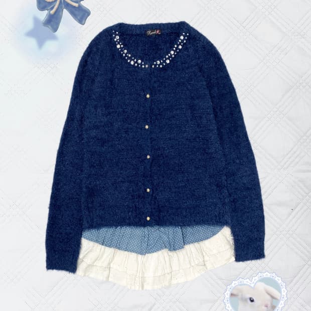 ꒰ঌ 로걀 큐빅 앙고라 가디건 ໒꒱