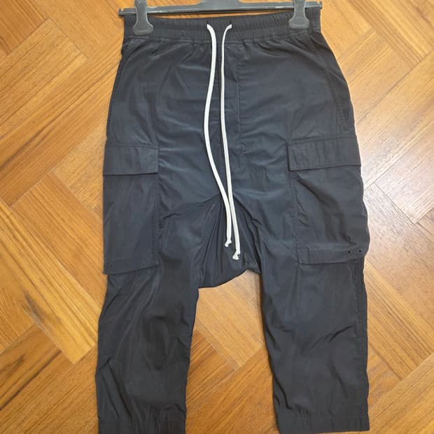 릭오웬스 블랙 드로스트링 카고 팬츠