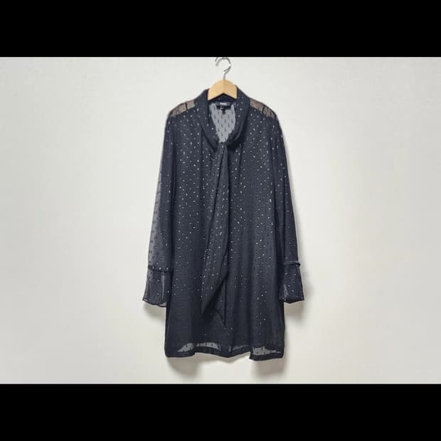 띠어리블랙 쉬폰 리본 블라우스 