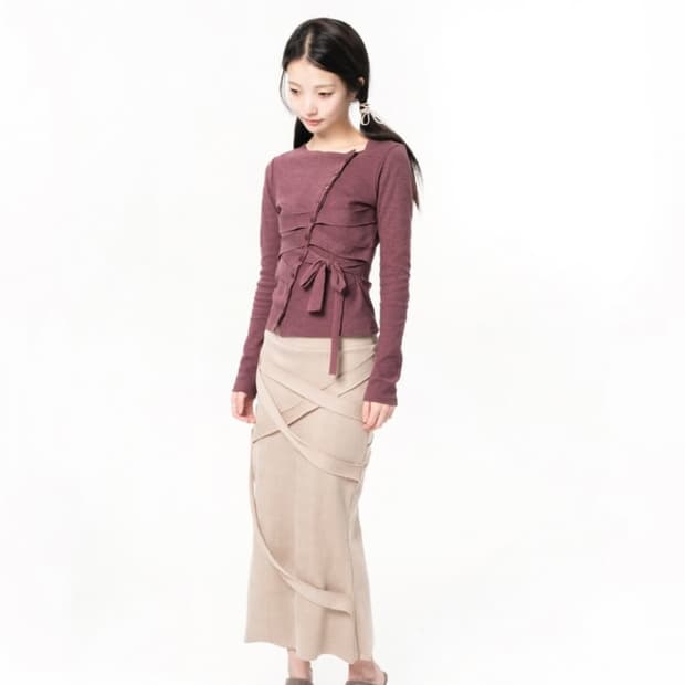 오스하이 밴디지 가디건 체리색