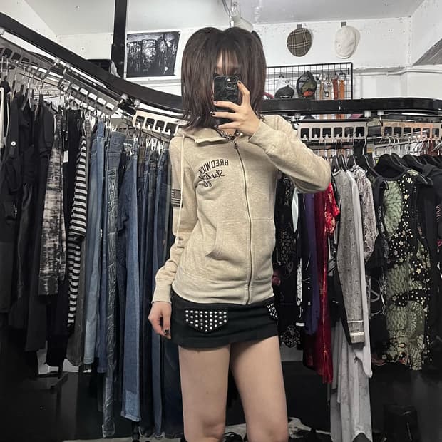 Y2K 패치 자수 후드집업