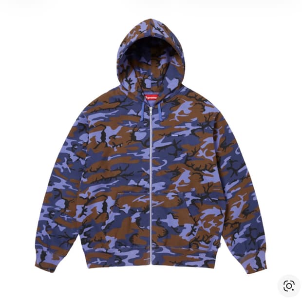 슈프림 스몰 박스 집업 후드 스웨트셔츠 블루 카모 - 25SS