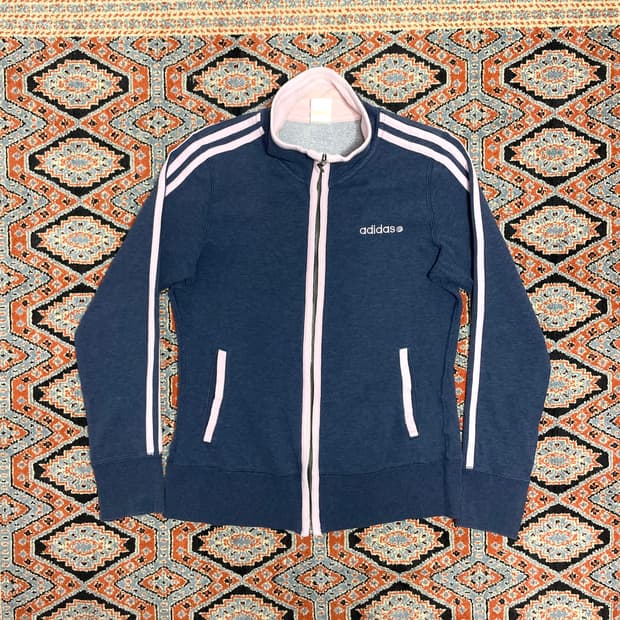 아디다스 삼선 블루네이비 코튼 집업져지 여성M