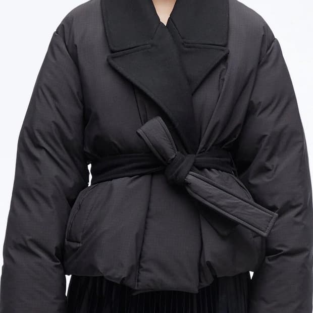 3.1 필립 림 블랙 숄 칼라 벨티드 패딩 자켓