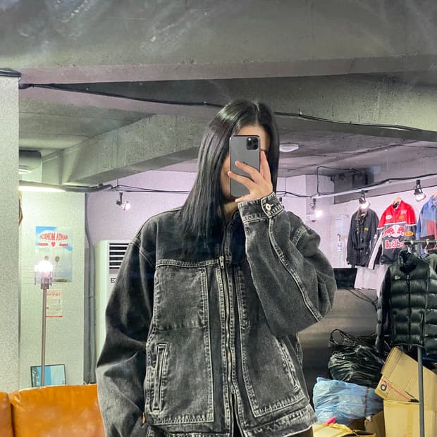 트릴리온 흑청 데님 자켓 B3412