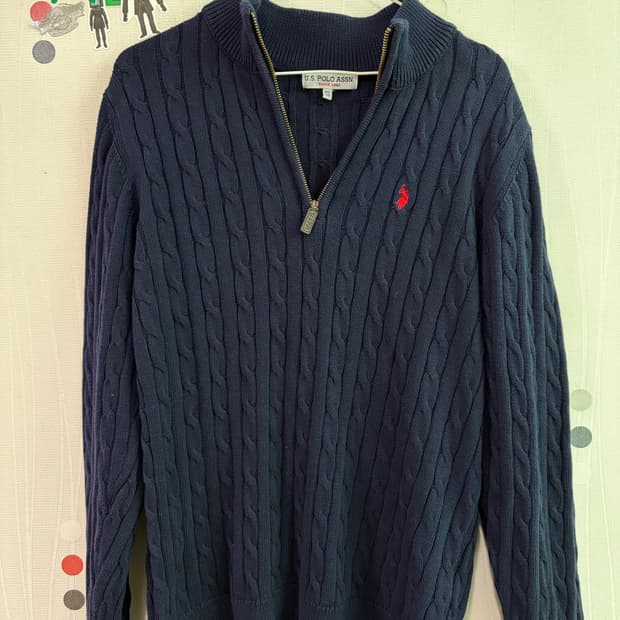 US 폴로 assn 꽈배기 반집업 니트