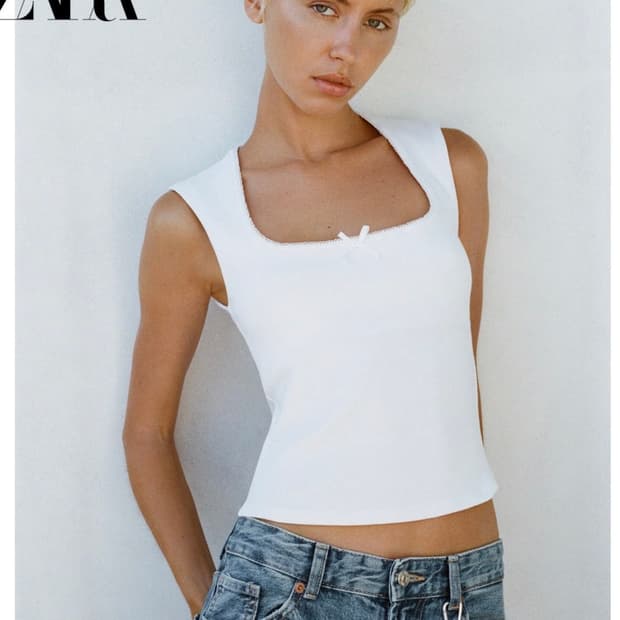 새상품) zara 자라 U넥 슬리브리스 m