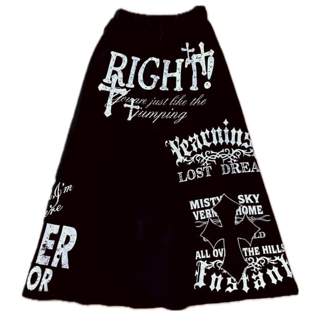 M.K.R 펑크 블랙 해골십자가 밴딩 롱스커트