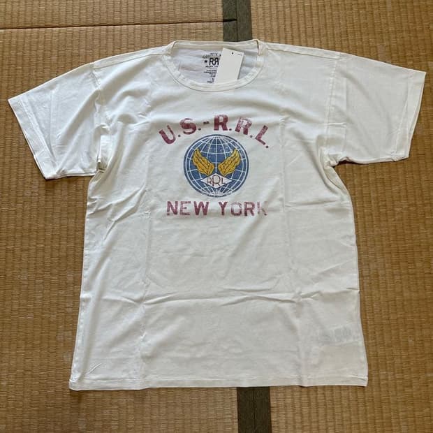 RRL 더블알엘 더블알엘 U.S.-R.R.L. 뉴욕 그래픽 반팔티 화이트