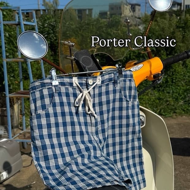 Porter Classic 팔라카 팔라카 체크 패턴 쇼트 팬츠