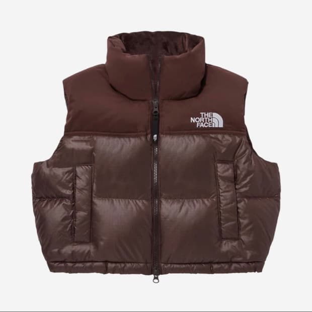 노스페이스 화이트 라벨 브라운 조끼 패딩 M 
