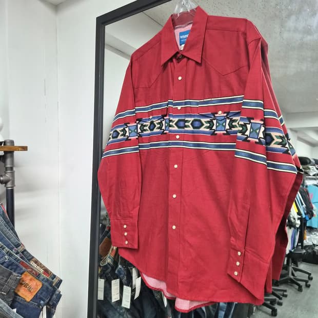 Wrangler 패턴 웨스턴 셔츠