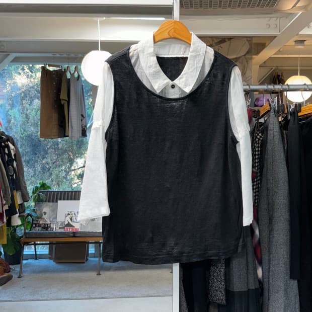 센소유니코 I+mu 레이어드 린넨 셔츠