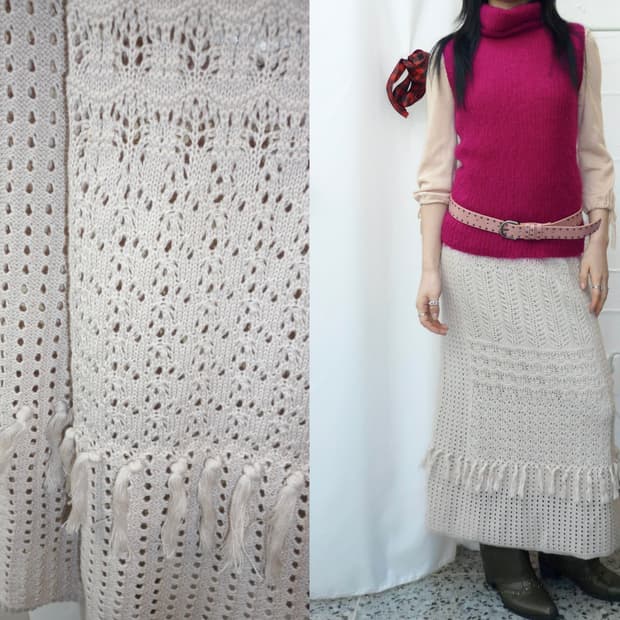 Fringe maxi long skirt