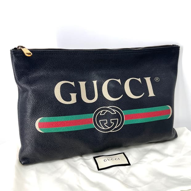 구찌 띠로고 클러치백 블랙 (500984)