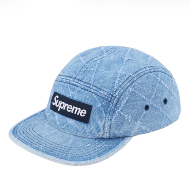 슈프림 펀치드 데님 캠프캡 워시드 인디고 