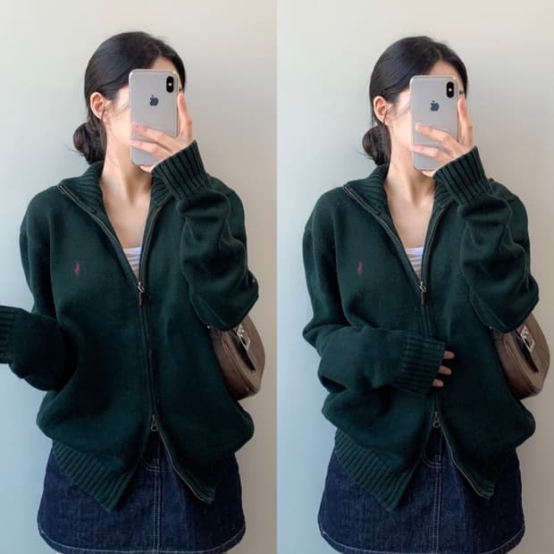 폴로 니트 집업