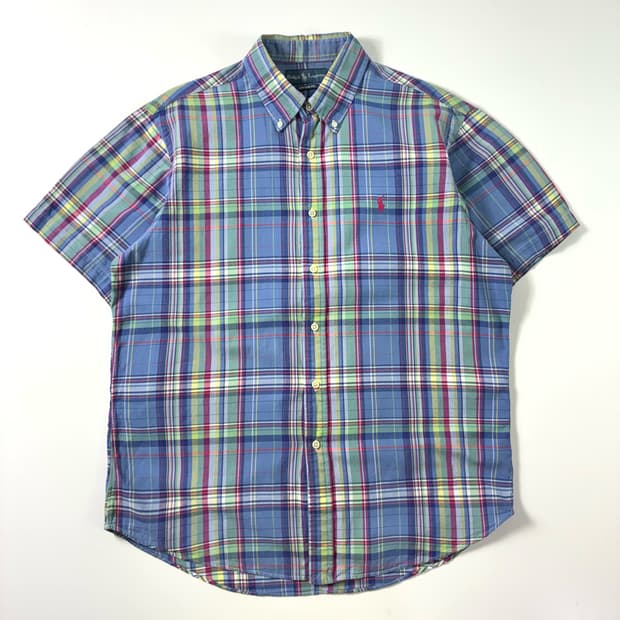 Polo  폴로 랄프로렌 자수 코튼 포플린 멀티 체크 반팔 셔츠