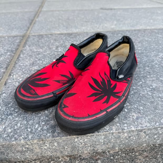 빈티지 반스 마리화나 레드 슬립온
