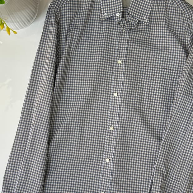 브루넬로 쿠치넬리 브라운 체크 코튼셔츠 XL